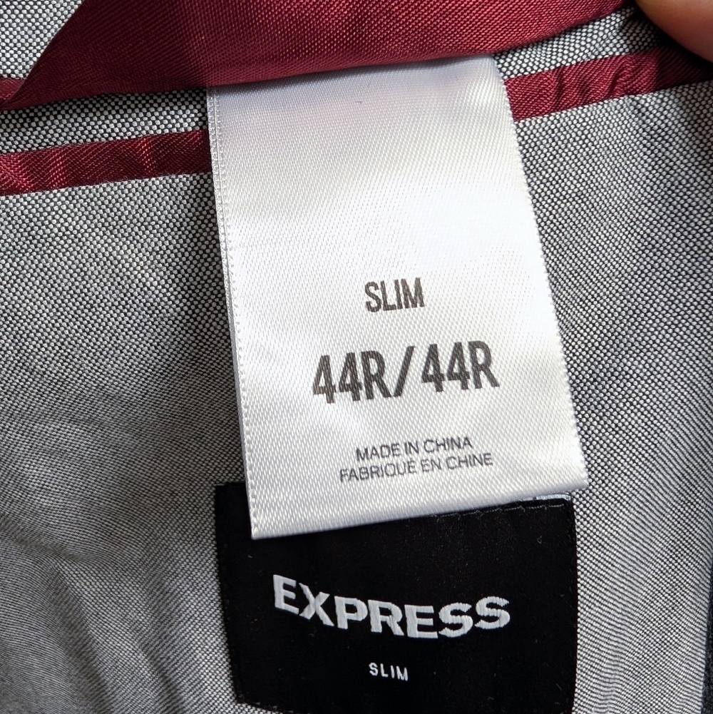 Express Men's Gray Blazer 44R Slim Fit 2 Button Notch Neck Career Office NWT - Picture 14 of 16